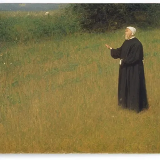 Prompt: a puritan priest preaching in a field, 1 8 9 0 s, by francis davis millet