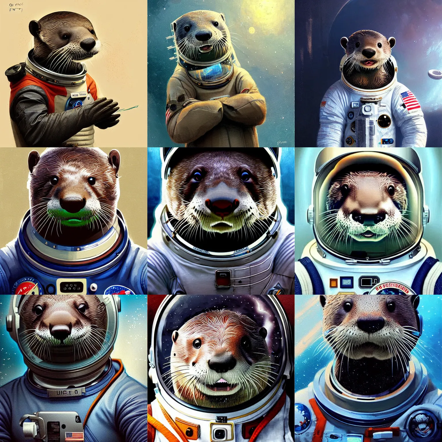 Prompt: an otter in a astronaut suit,digital art,ultra realistic,ultra detailed,art by greg rutkowski,detailed face