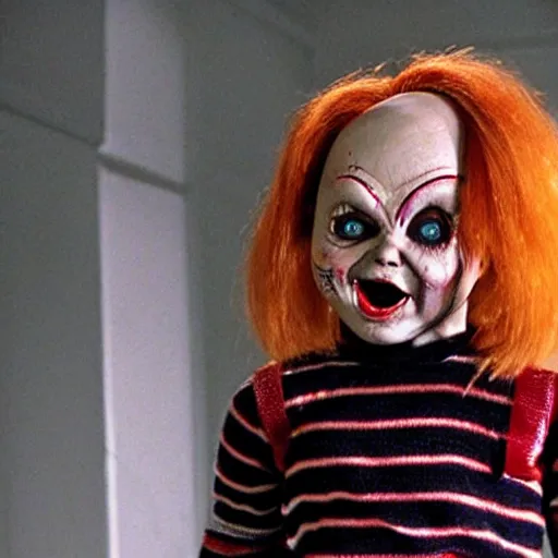 Image similar to Chucky the killer doll as Beetlejuice