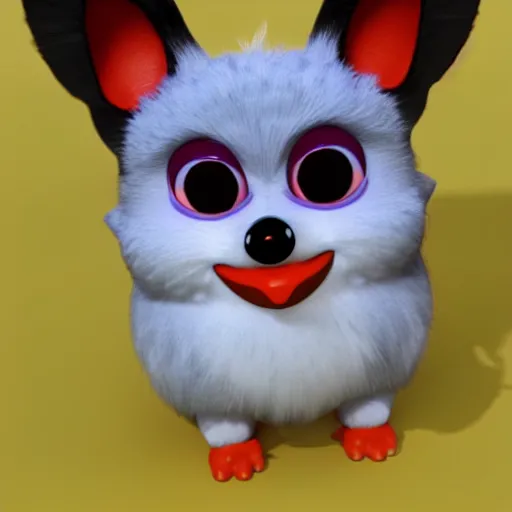 Image similar to a furby corgi, 3 d render, concept art