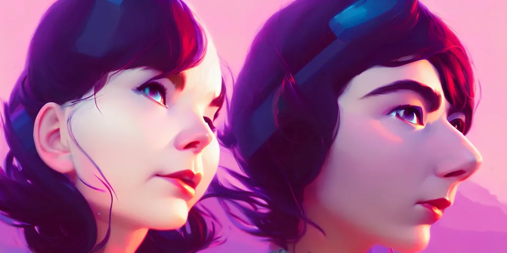 Image similar to low angle portrait of Bjork, tepainting concept Blizzard pixar maya engine on stylized background splash comics global illumination lighting artstation lois van baarle, ilya kuvshinov, rossdraws