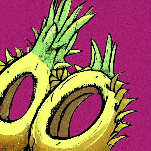 Prompt: punk rock female bananas, cartoon, trending on art station