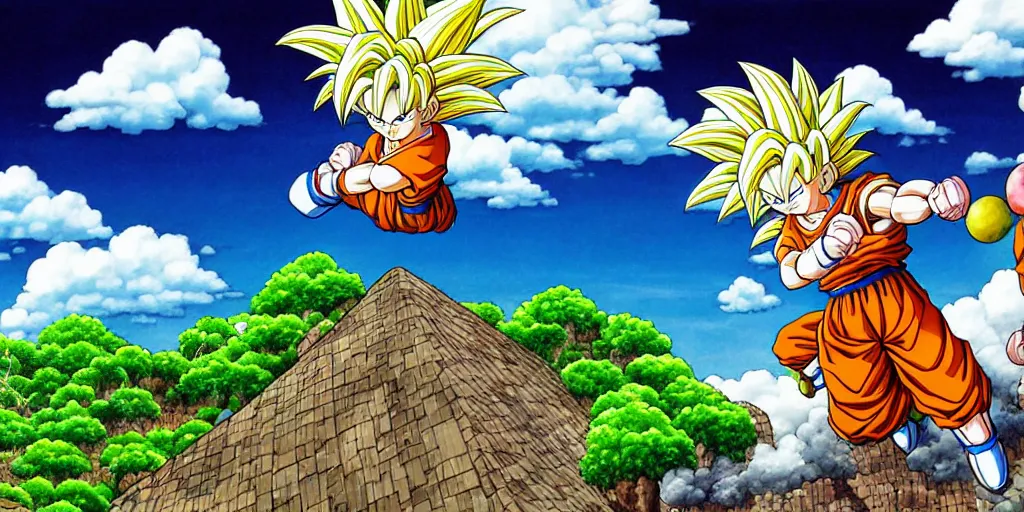 Image similar to Painting kame house cloud background art, official, detailed, dragonball, award winning artwork, Akira Toriyama