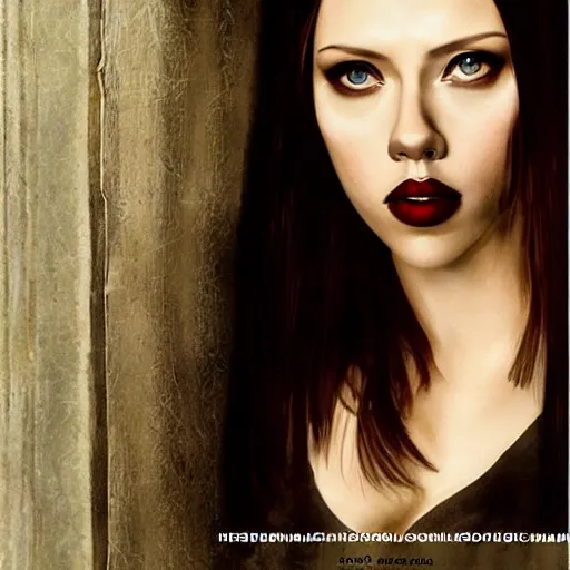 Image similar to Scarlet Johansson as an Anne rice: vampire chronicles character, highly detailed headshot Portrait.