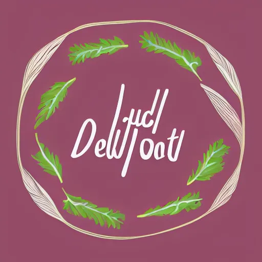 Prompt: Logo for lunch delivery, parsley branches in the background, natural food. Circle shaped. Pastel colours. vector art. corporative branding in behance