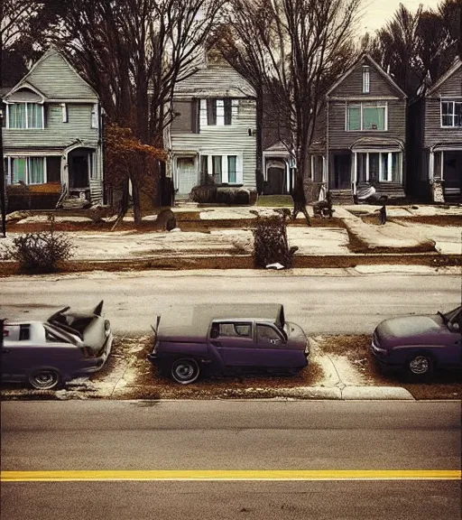 Prompt: “ desolate neighborhood, in the style of gregory crewdson, color photograph ”