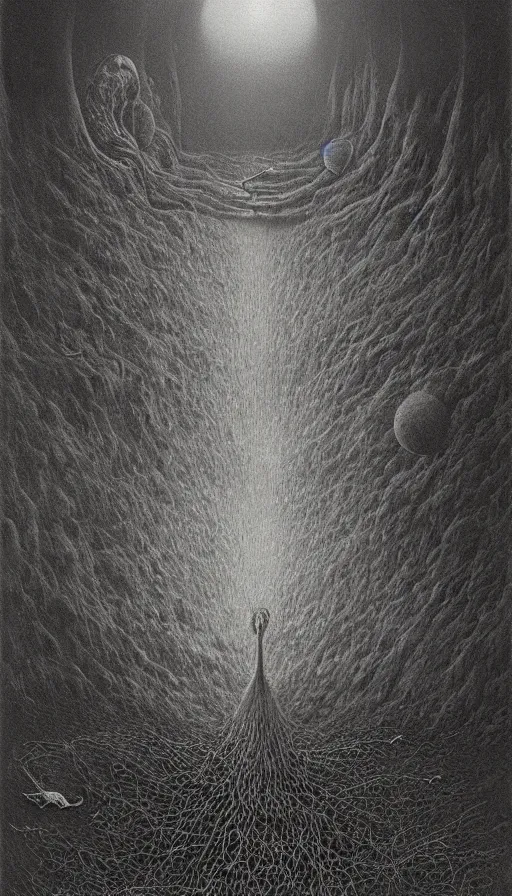 Prompt: The end of an organism, by Zdzisław Beksiński