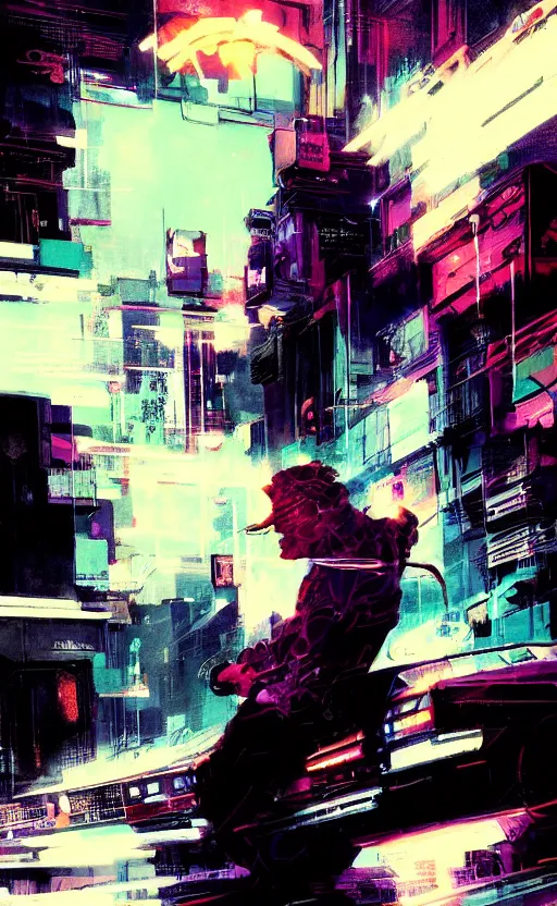 Image similar to Dynamic, delirious, creative panel style by Bill Sienkiewicz. Heavy chromatic abberation. Visual distortion. Sci-Fi cyberpunk Comic page made up of art by the best artists Trending on Artstation. Octane render, Raytracing, 3d masterpiece, fantastic lighting by James Gurney. Noir detective genre.