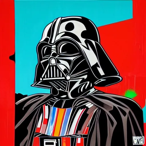 Image similar to Tristan Eaton, maximalism, undead darth vader