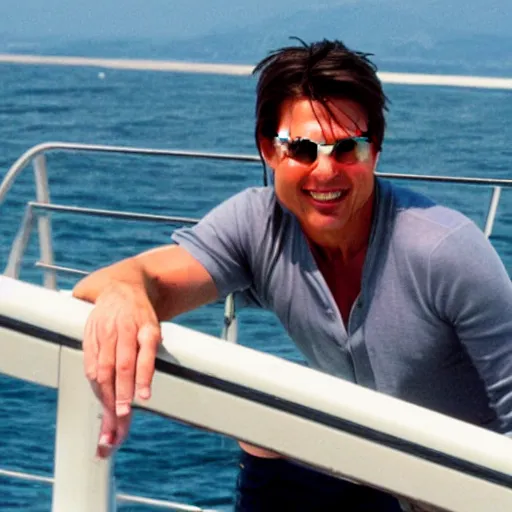 Image similar to tom cruise cruising on a cruise ship