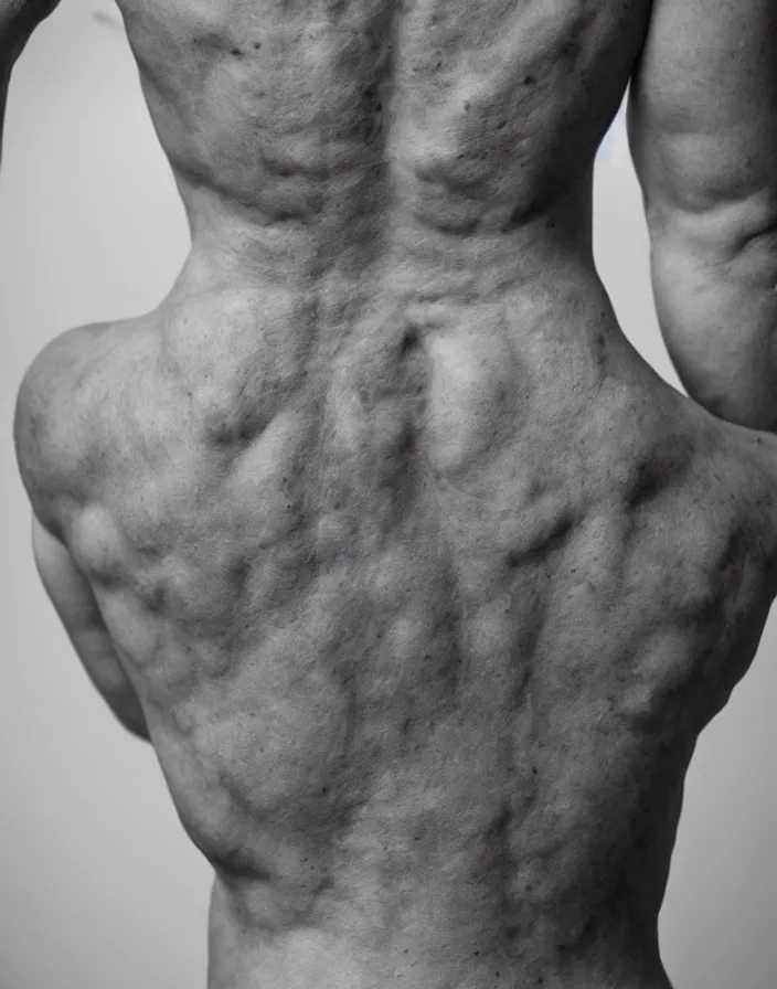 Image similar to a photo of a back with strong scoliosis, photorealistic, ultra detailed,