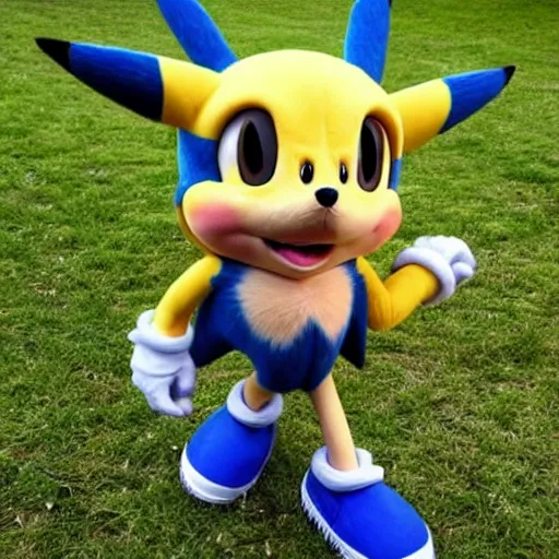 Image similar to a cross between sonic the hedgehog and pikachu