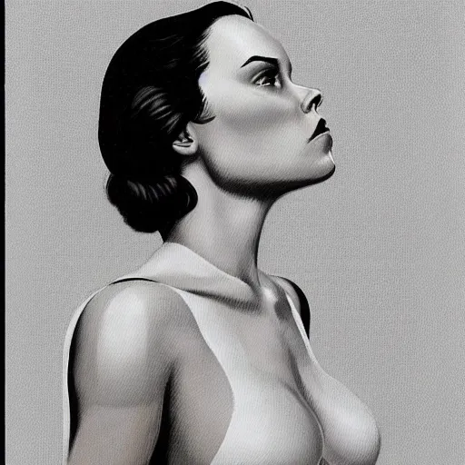 Prompt: daisy ridley, very reflective, boris vallejo style