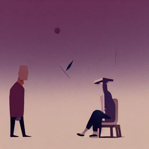 Prompt: a couple of people that are standing in the dark by emiliano ponzi, james gilleard, george ault, david hockney, atey ghailan, albert namatjira, marius borgeaud, minimalist, bauhaus, retrofuturism, postminimalism, concept art, matte background, matte drawing, magical realism, space art, generative art