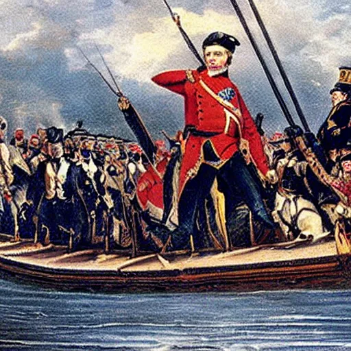 Prompt: a meme about napoleon sailing a ship