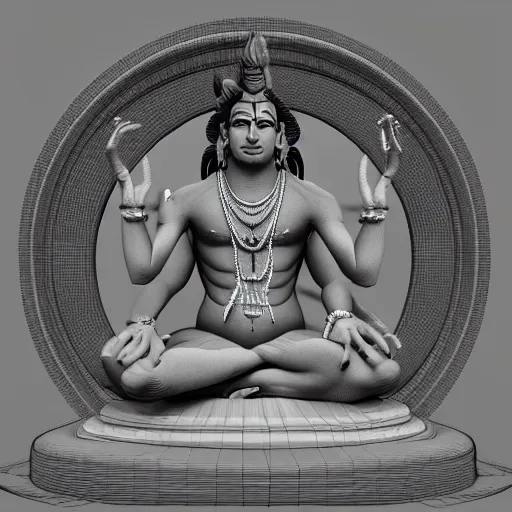 Prompt: a digital art of lord shiva figthing with demons, 3 d render