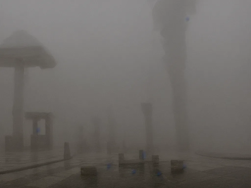 Image similar to rainy, foggy, ancient city, 4k, 8k
