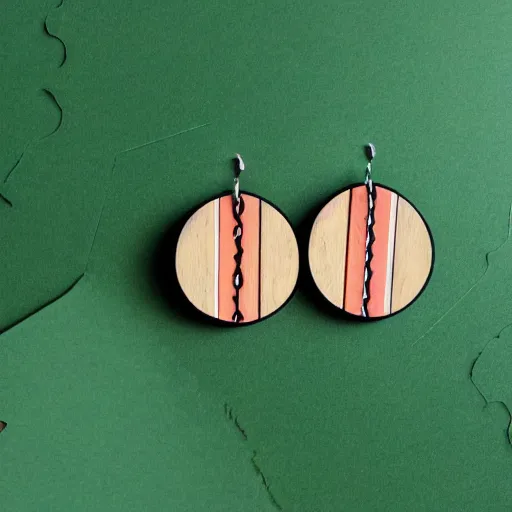 Image similar to lasercut segmented 2d wood earrings, graphic designs from 80's new wave