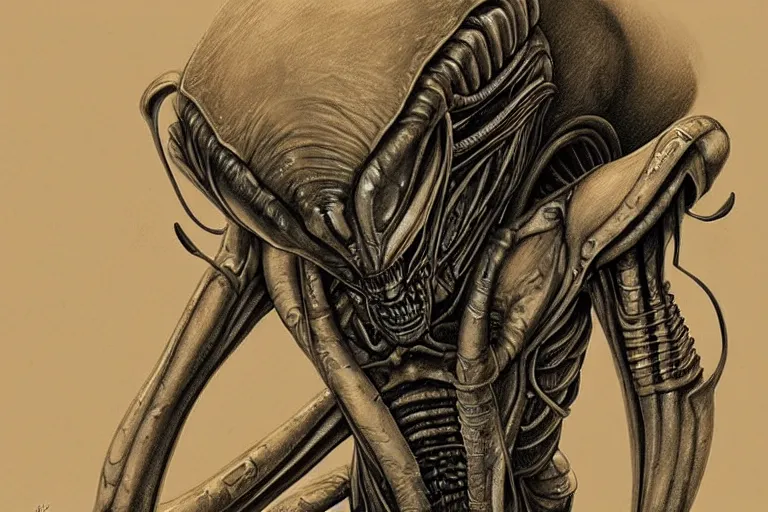 Image similar to “ a extremely detailed stunning drawings of alien by allen william on artstation ”