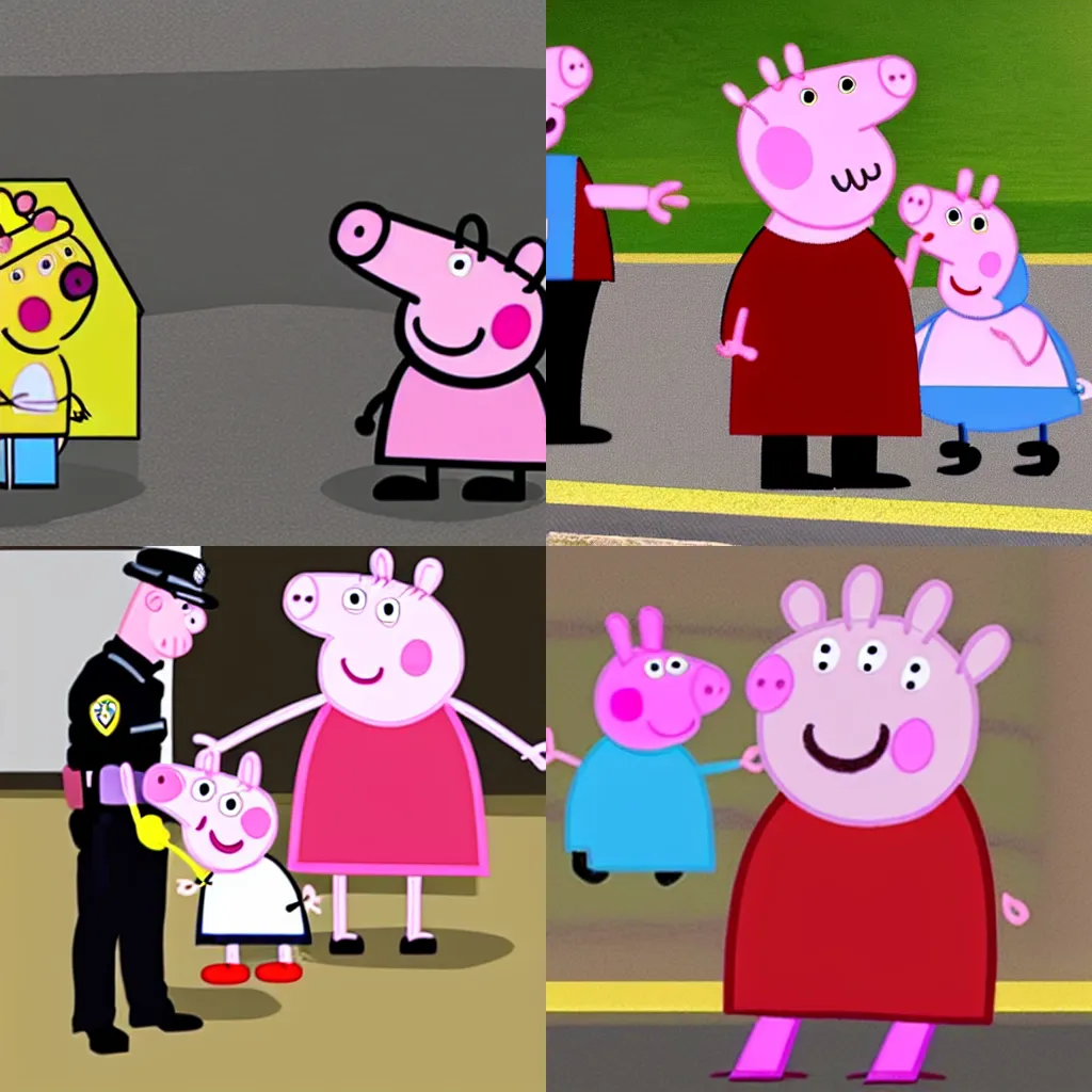 Prompt: peppa pig police rough arrest innocent