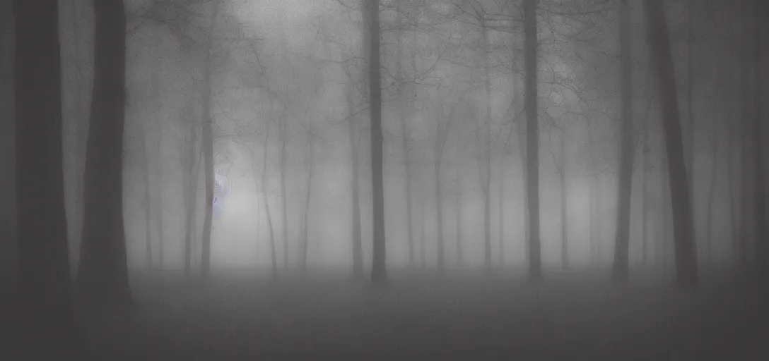 Prompt: wood, fog, portal from the light, pinhole analogue photo quality, monochrome, blur, unfocus, cinematic, 35mm