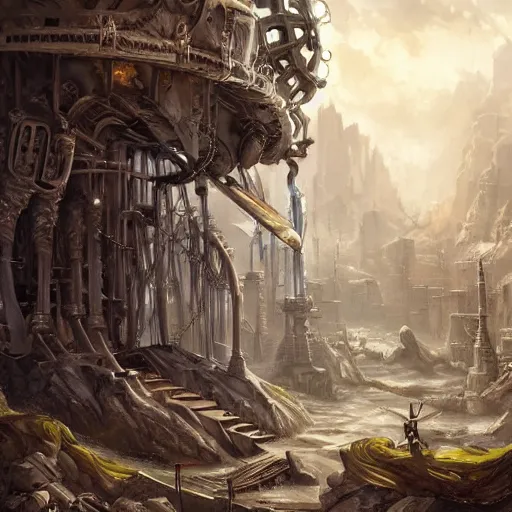 Prompt: mechanical god rebuilding itself, epic fantasy art, detailed