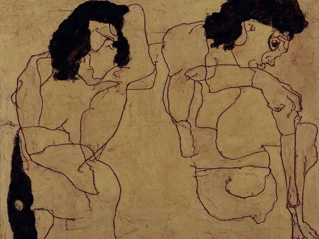 Image similar to Egon Schiele painting of female figure