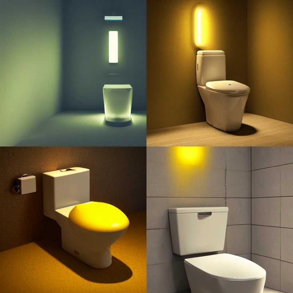 Prompt: Professional Photography Of A Toilet With A Yellow Glow Coming Out Of It, Photorealistic, Extremely Detailed
