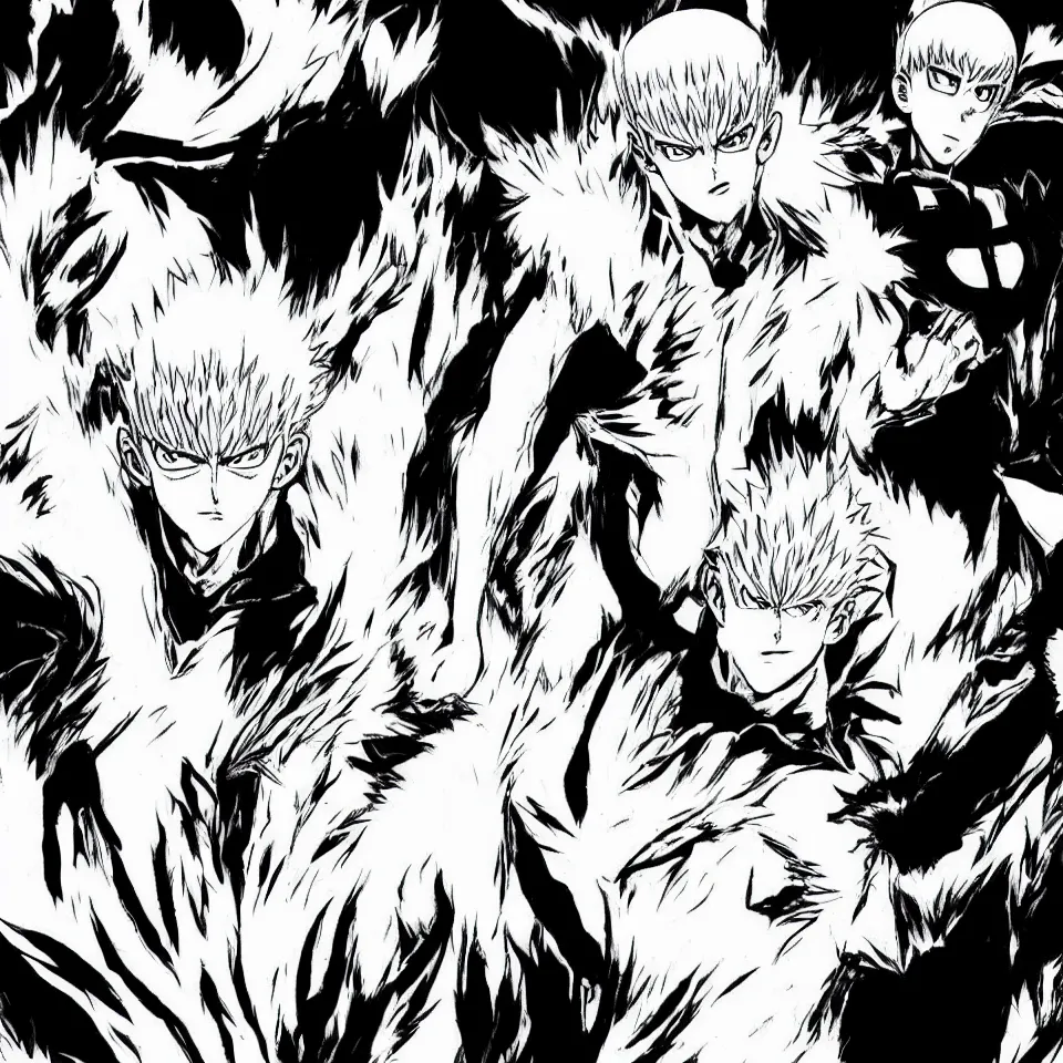 Image similar to Garou and Saitama anime, manga