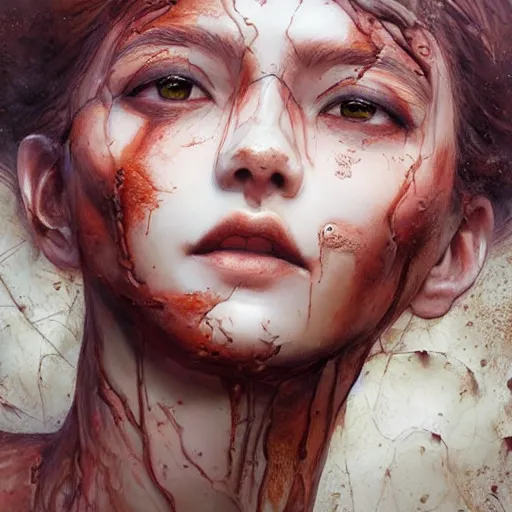 Image similar to a beautiful photorealistic portrait of lilith, made of clay covered in clay stained with mud, detailed, sharp focus, by stanley artgerm lau, wlop, rossdraws, james jean, andrei riabovitchev, marc simonetti, yoshitaka amano