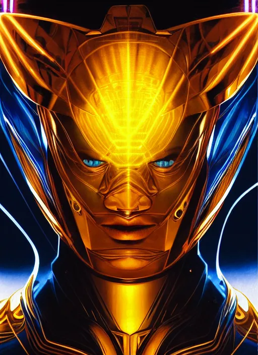 Image similar to Symmetry!! portrait of Marvel's Adam Warlock, gold sci-fi armour, tech wear, glowing lights!! sci-fi, intricate, elegant, highly detailed, digital painting, artstation, concept art, smooth, sharp focus, illustration, art by artgerm and greg rutkowski and alphonse mucha