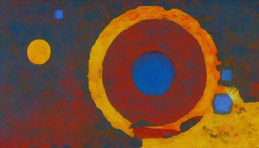 Image similar to the sun being blocked by a hexagon in space, planet earth in the foreground, painted by miro