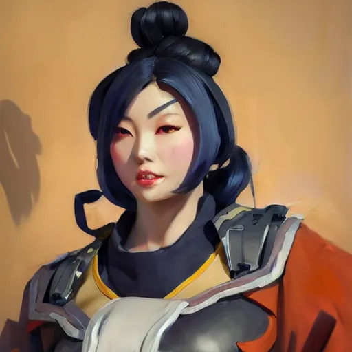 Image similar to greg manchess portrait painting of 草 薙 素 子 as overwatch character, medium shot, asymmetrical, profile picture, organic painting, sunny day, matte painting, bold shapes, hard edges, street art, trending on artstation, by huang guangjian and gil elvgren and sachin teng