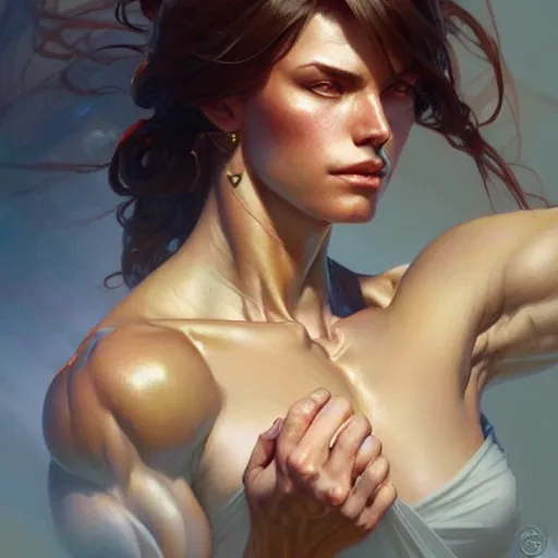 Prompt: hot , muscular upper body, D&D, fantasy, intricate, elegant, highly detailed, digital painting, artstation, concept art, smooth, sharp focus, illustration, art by artgerm and greg rutkowski and alphonse mucha