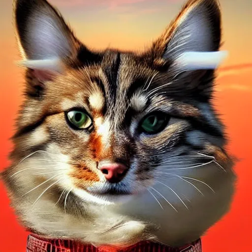 Image similar to siberian cat in a cowboy hat riding a corgi, wild west, sunset. no dude, for real, i want a siberian felis catus wearing a cowboy hat, riding a corgi canis!!!! i dont want any images of corgi - cat hybrids, dogs riding dogs or girls!!!!