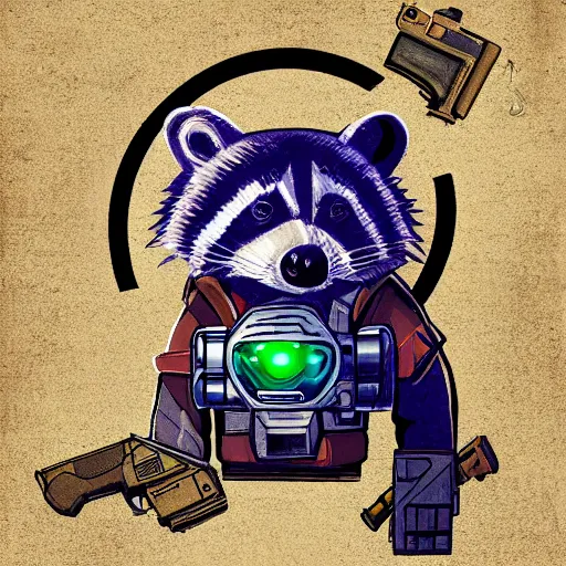 Image similar to racoon holding a laser gun, digital art, guardians of the galaxy style, centred award winning 4K