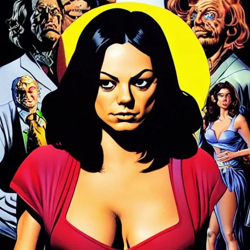 Image similar to mila kunis by artgem by brian bolland by alex ross by artgem by brian bolland by alex rossby artgem by brian bolland by alex ross by artgem by brian bolland by alex ross