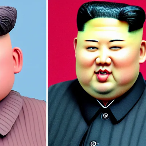 Image similar to A melting Claymation Kim Jong Un