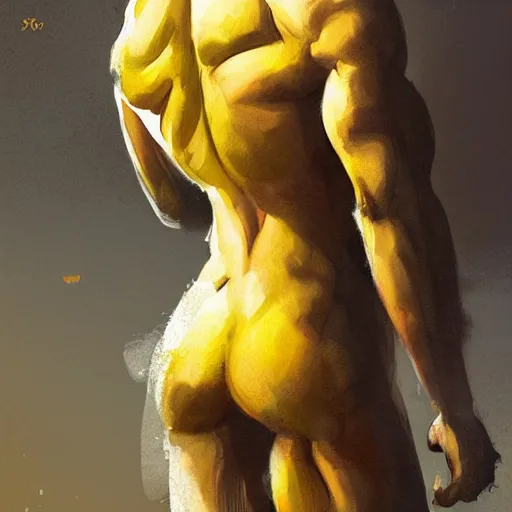 Image similar to lemon with muscular body of a human by greg rutkowski