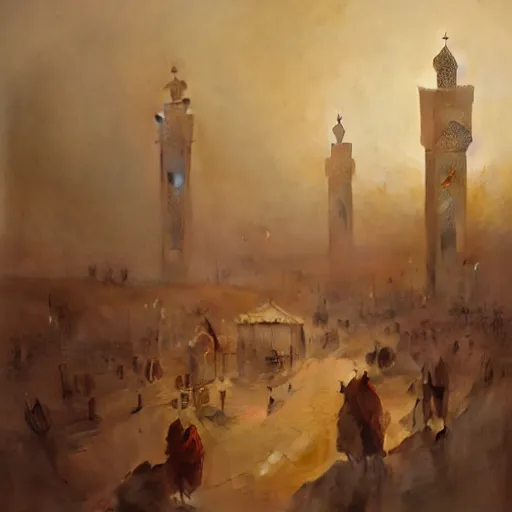 Image similar to sandstorm in marrakech, highly detailed, digital painting, artstation, concept art, sharp focus, illustration, art by greg rutkowski and alphonse mucha