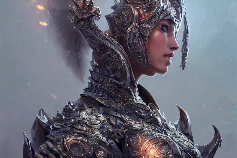 Image similar to a finely detailed portrait of a female human clothed in sparkling electrical battle armor, beautiful bone structure, symmetrical facial features, intricate, elegant, digital painting, trending on Artstation, concept art, smooth, sharp focus, illustration, from Diablo by Ruan Jia and Mandy Jurgens and Artgerm and william-adolphe bouguerea, award winning