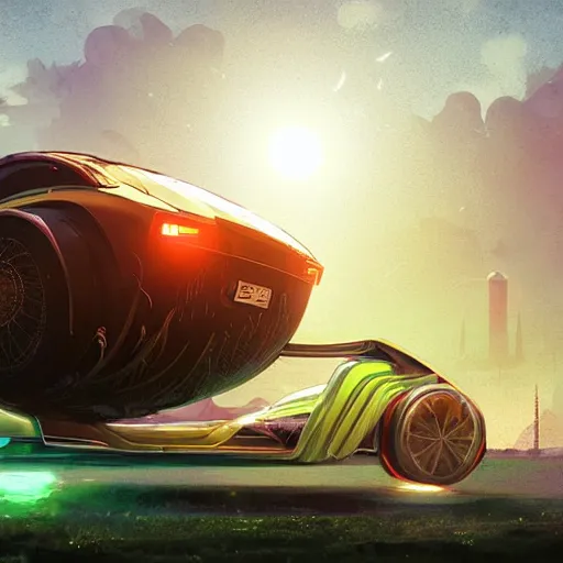 Image similar to solarpunk hovercar, clean energy, green technology, highway, sunny day, futurism, intricate, glow, highly detailed, digital painting, artstation, concept art, smooth, sharp focus, epic landscape, art by akihiko yoshida and tim mcburnie and anato finnstark