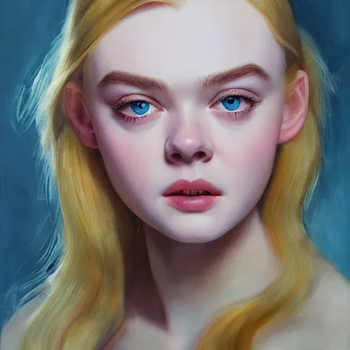 Prompt: ultra realistic portrait painting of elle fanning in the world of adam wyeth, art by frank frazetta, 4 k, ultra realistic, highly detailed, epic lighting