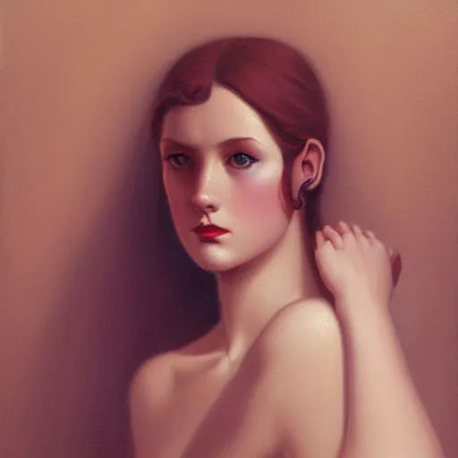 Image similar to a painting in the style of charlie bowater and in the style of alphonse osbert. smooth, sharp focus.