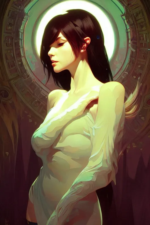 Image similar to a beautiful succubs, dungeon, fantasy, sharp focus, intricate, elegant, digital painting, artstation, matte, highly detailed, concept art, illustration, ambient lighting, art by ilya kuvshinov, artgerm, Alphonse mucha, and Greg Rutkowski