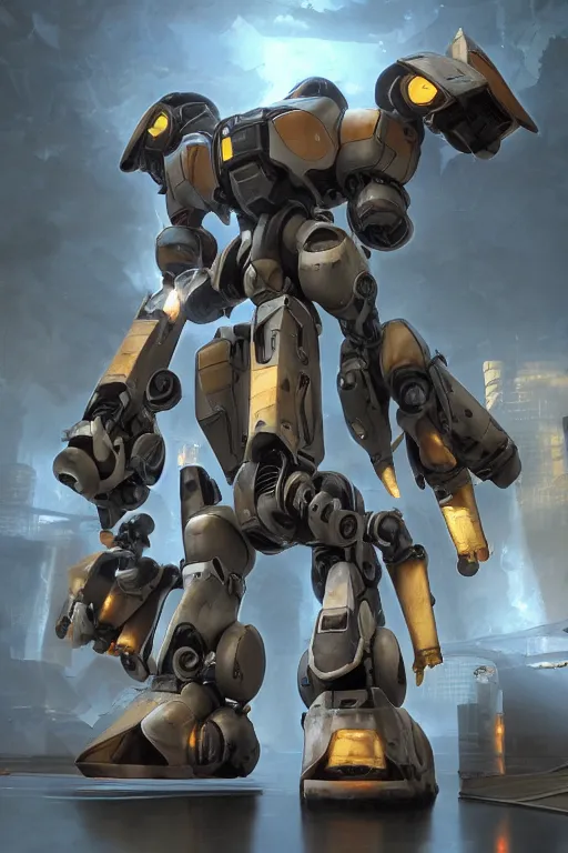 Image similar to mechwarrior 5 : mercenaries mech megaman transformer robot boss tank engine game octane render, 4 k, hd 2 0 2 2 3 d cgi rtx hdr style chrome reflexion glow fanart, global illumination ray tracing hdr fanart arstation by ian pesty by jesper ejsing pixar and disney unreal zbrush central hardmesh