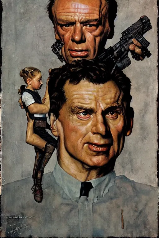 Image similar to Quaid from Total Recall painted by Norman Rockwell