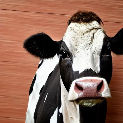 Image similar to mugshot of a cow dressed as an inmate