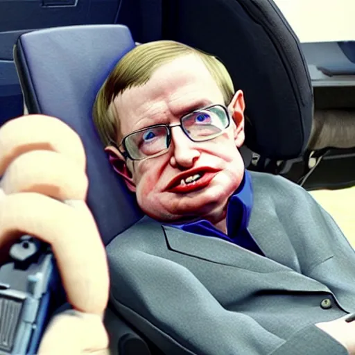 Image similar to Stephen Hawking in GTA V