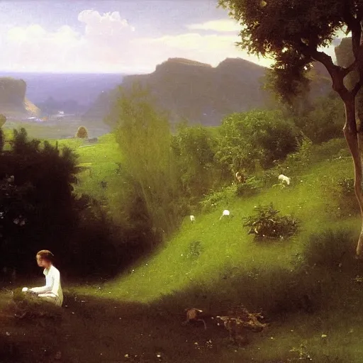 Prompt: The Shire, William-Adolphe Bouguereau painting
